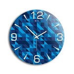 Ficha técnica e caractérísticas do produto Relógio de Parede Vidro Geometric Tons de Azul