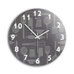 Ficha técnica e caractérísticas do produto Relógio de Parede Vidro Gourmet Cinza