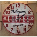 Ficha técnica e caractérísticas do produto Relógio de Parede Vintage Café Metal 40cm