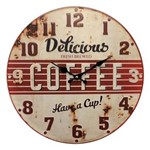Ficha técnica e caractérísticas do produto Relógio de Parede Vintage Delicious Café em Metal - 40x40 Cm
