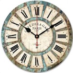 Ficha técnica e caractérísticas do produto Relógio de Parede Vintage Design França Paris