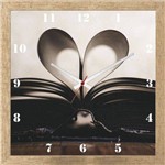 Relógio de Parede Vintage Personalizado Livro Aberto Coração 30x30cm