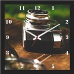 Relógio de Parede Vintage Personalizado Máquina Fotográfica Antiga 30x30cm