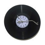 Ficha técnica e caractérísticas do produto Relógio De Parede Vintage Quartzo Redondo CD Preto Vinil Registro Relógio Decoração Branco