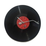 Ficha técnica e caractérísticas do produto Relógio De Parede Vintage Quartzo Redondo CD Preto Vinil Registro Relógio Decoração Vermelho