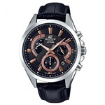 Ficha técnica e caractérísticas do produto Relógio de Pulso Casio Edifice Masculino com Pulseira de Couro EFV-580L-1AVUDF - Preto e Prata