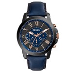 Ficha técnica e caractérísticas do produto Relógio de Pulso Fossil Grant Masculino com Pulseira de Couro FS5061/OAN - Grafite e Azul