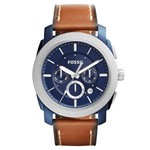 Ficha técnica e caractérísticas do produto Relógio de Pulso Fossil Masculino com Pulseira de Couro Fs5232/Oan - Azul, Prata e Marrom