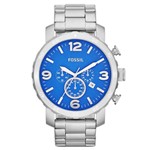 Ficha técnica e caractérísticas do produto Relógio de Pulso Fossil Nate Chronograph Masculino JR1445/1AN - Prata