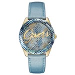 Relógio De Pulso Guess Coleção Jeans Feminino 92536lpgtdc3 - Azul E Dourado