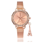 Relógio de Pulso Meibo3 Feminino Rose Gold Torre Eiffel