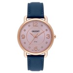 Ficha técnica e caractérísticas do produto Relógio de Pulso Orient Feminino com Pulseira de Couro FRSC0006 R2DX - Rosé e Azul