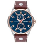 Ficha técnica e caractérísticas do produto Relógio de Pulso Orient Masculino com Pulseira de Couro MTSCM004 D1MB - Prata, Rosé e Marrom