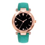 Relógio de Pulso Quartz Feminino de Couro Verde