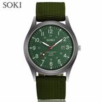 Ficha técnica e caractérísticas do produto Relógio De Pulso Soki Militar Esportivo - Pulseira Nylon Verde E Fundo Verde