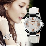 Ficha técnica e caractérísticas do produto Relógio de strass relógio 2018 novo senhora de 30 m relógio versão coreana de moda pulseira de couro movimento de quartzo impermeável