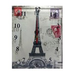 Ficha técnica e caractérísticas do produto Relógio de Vidro Retangular Torre Eiffel Cartão Postal