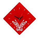 Ficha técnica e caractérísticas do produto Relógio Decorativo Borboleta em Acrílico Vermelho