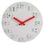 Ficha técnica e caractérísticas do produto Relógio Decorativo Branco com Ponteiros Vermelhos