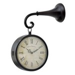 Ficha técnica e caractérísticas do produto Relógio Decorativo de Ferro Escuro com Ponteiros Clássicos