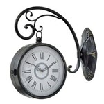 Ficha técnica e caractérísticas do produto Relógio Decorativo de Ferro Escuro Trabalhado com Ponteiros Clássicos