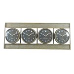 Ficha técnica e caractérísticas do produto Relógio Decorativo de Metal com 4 Mostradores, Roma, Paris, New York e London