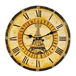 Ficha técnica e caractérísticas do produto Relógio Decorativo de Parede em Madeira no Estilo Clássico Eiffel