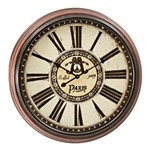 Ficha técnica e caractérísticas do produto Relógio Decorativo de Parede em Madeira no Estilo Clássico Paris