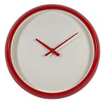 Ficha técnica e caractérísticas do produto Relógio Decorativo de Parede Redondo Brancos com Armação e Ponteiros Vermelhos