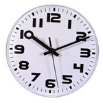 Ficha técnica e caractérísticas do produto Relógio Decorativo de Parede Redondo com Armação Fina Branca e Marcadores Pretos