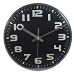 Ficha técnica e caractérísticas do produto Relógio Decorativo de Parede Redondo com Armação Fina Preta e Marcadores Brancos
