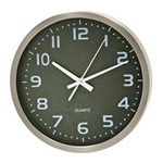 Ficha técnica e caractérísticas do produto Relógio Decorativo de Parede Redondo Verde em Aluminium Natural 26cm