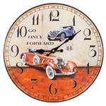 Ficha técnica e caractérísticas do produto Relógio Decorativo MDF Retrô Carro “Go Only Forward”