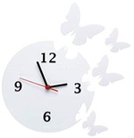 Relógio Decorativo Parede Borboletas Acrílico Sala Quarto Branco - Agv Criações