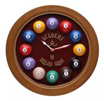 Ficha técnica e caractérísticas do produto Relógio Decorativo Parede de Fibra - Billiard Bordô - Anti-horário - Karin Grace