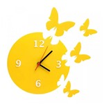 Ficha técnica e caractérísticas do produto Relógio Decorativo Parede Enchant Butterflies Acrilico Amarelo - Interlasershop