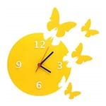 Ficha técnica e caractérísticas do produto Relógio Decorativo Parede Enchant Butterflies Acrilico Amarelo