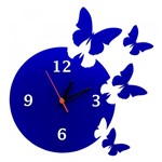 Ficha técnica e caractérísticas do produto Relógio Decorativo Parede Enchant Butterflies Acrilico Azul - Interlasershop