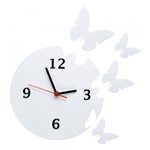 Ficha técnica e caractérísticas do produto Relógio Decorativo Parede Enchant Butterflies Acrilico Branco - Interlasershop