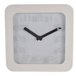 Ficha técnica e caractérísticas do produto Relógio Decorativo Quadrado Branco com Ponteiros Pretos