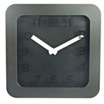 Ficha técnica e caractérísticas do produto Relógio Decorativo Quadrado Preto com Ponteiros Brancos