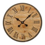 Ficha técnica e caractérísticas do produto Relógio Decorativo Redondo de Ferro Estilo Clássico com Aspécto de Madeira