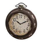 Ficha técnica e caractérísticas do produto Relógio Decorativo Redondo em Ferro Escuro Envelhecido