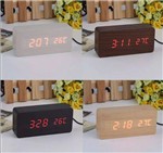 Ficha técnica e caractérísticas do produto Relógio Despertador 20 Cm Digital Madeira C/ Sound Control - Sto01