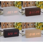 Ficha técnica e caractérísticas do produto Relógio Despertador 20 Cm Digital Madeira C/ Sound Control