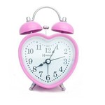 Relógio Despertador Analógico Decorativo Coração Menina Quartz Mecanismo Step Herweg Rosa