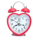 Ficha técnica e caractérísticas do produto Relógio Despertador Analógico Decorativo Coração Menina Quartz Mecanismo Step Herweg Vermelho