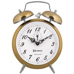 Ficha técnica e caractérísticas do produto Relógio Despertador Analógico Mecânico Herweg 2380 Dourado Picoteado