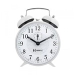 Ficha técnica e caractérísticas do produto Relógio Despertador com Campainha Branco Antigo à Corda - Herweg