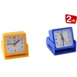 Ficha técnica e caractérísticas do produto Relógio Despertador de Mesa Portátil Excelente para Viagem Azul e Amarelo - 2 Unidades